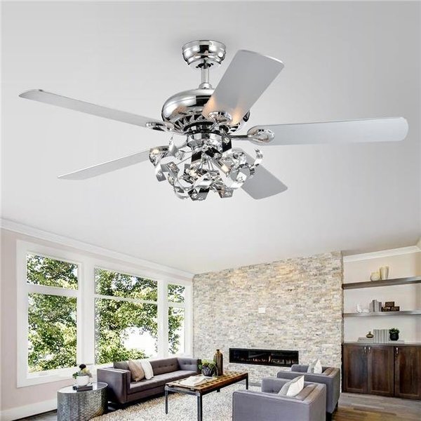 Warehouse Of Tiffany Warehouse of Tiffany CFL-8446REMO-CH 52 in. Maree Indoor Remote Controlled Ceiling Fan with Light Kit; Chrome CFL-8446REMO/CH